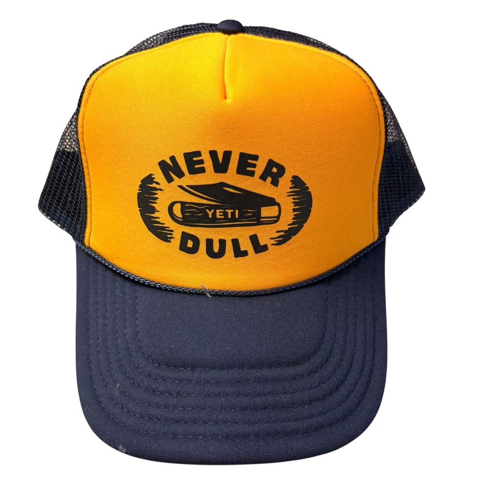 YETI Never‎ Dull Trucker Hat Snapback Yellow Black Mesh